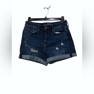 Universal Thread Dark Wash Distressed Denim Shorts - Dark Blue
